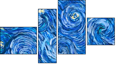 Abstract texture background. Digital painting in Vincent Van Gogh style artwork. Hand drawn artistic pattern. Modern art. Good for printed pictures, postcards, posters or wallpapers and textile print. - Vierteiliges Leinwandbild, Viertychon