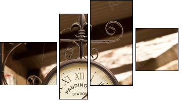 Railway clock - Vierteiliges Leinwandbild, Viertychon