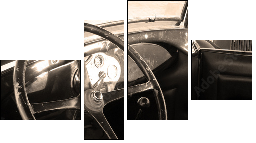 vintage car interior - Vierteiliges Leinwandbild, Viertychon