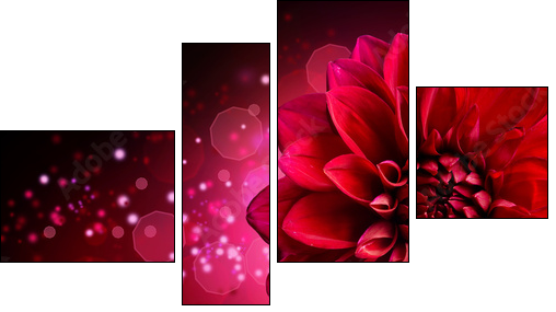 Dahlia Autumn flower design - Vierteiliges Leinwandbild, Viertychon