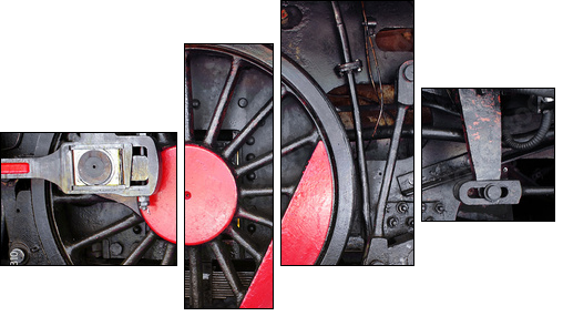 Locomotive Wheel - Vierteiliges Leinwandbild, Viertychon