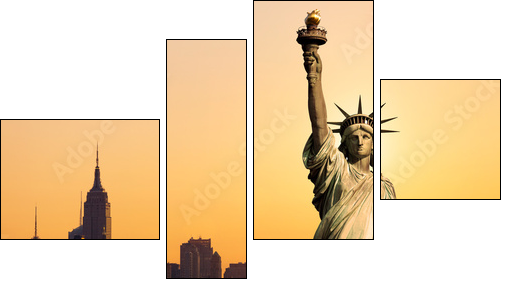New York statue de la LibertÃ© - Vierteiliges Leinwandbild, Viertychon