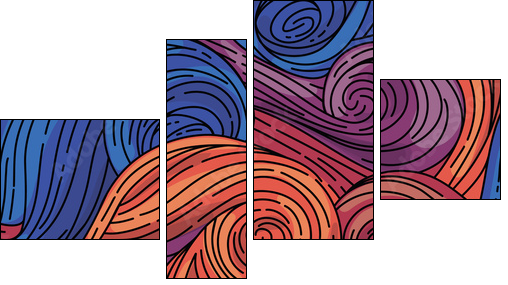 Seamless vector pattern. Van Gogh style - Vierteiliges Leinwandbild, Viertychon