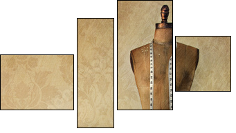 Antique dress form and chair with vintage feeling - Vierteiliges Leinwandbild, Viertychon