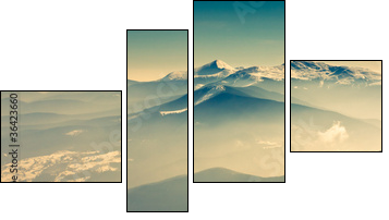 Scenic view of the winter mountains - Vierteiliges Leinwandbild, Viertychon
