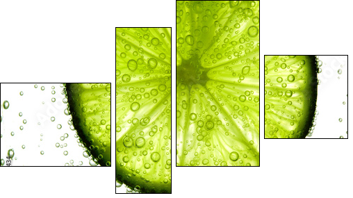 lime slice in water - Vierteiliges Leinwandbild, Viertychon