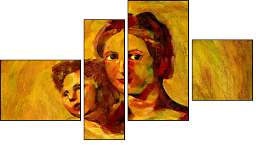 Madonna and Child Painting - Vierteiliges Leinwandbild, Viertychon