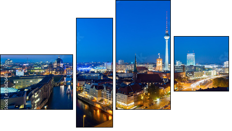 Berlin panorama at night - Vierteiliges Leinwandbild, Viertychon