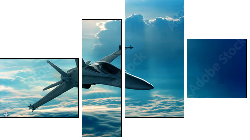 Fighter jet - Vierteiliges Leinwandbild, Viertychon
