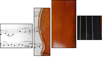 Geige mit Noten - Vierteiliges Leinwandbild, Viertychon