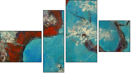 Arbre en fleurs 5 - Vierteiliges Leinwandbild, Viertychon