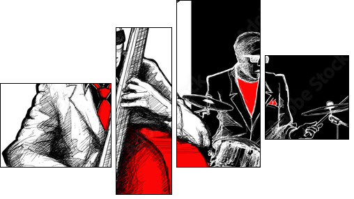 jazz band - Vierteiliges Leinwandbild, Viertychon