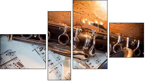 clarinetto con spartito - Vierteiliges Leinwandbild, Viertychon