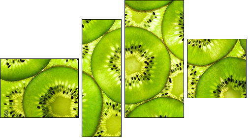 Fresh Kiwi pattern / background / back lit - Vierteiliges Leinwandbild, Viertychon