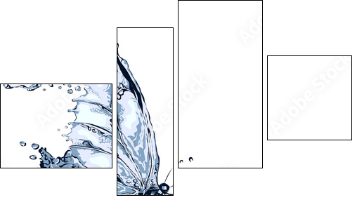 Water splash butterfly 2 - Vierteiliges Leinwandbild, Viertychon