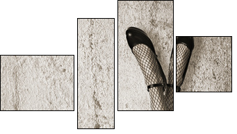 Young woman with long slim sexy legs - Vierteiliges Leinwandbild, Viertychon