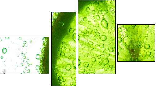 lime slice in water - Vierteiliges Leinwandbild, Viertychon