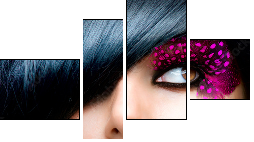 Fashion Brunette Model Portrait. Hairstyle - Vierteiliges Leinwandbild, Viertychon