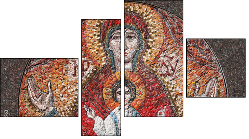 art mosaics icon of Virgin Mary and Jesus Christ - Vierteiliges Leinwandbild, Viertychon