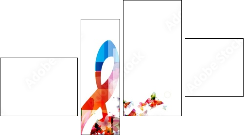 colorful music background - Vierteiliges Leinwandbild, Viertychon