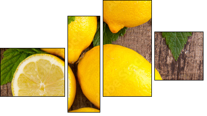 Fresh lemons, upper view - Vierteiliges Leinwandbild, Viertychon