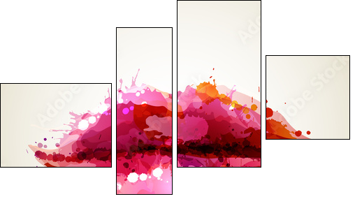 Beautiful womans lips formed by abstract blots - Vierteiliges Leinwandbild, Viertychon