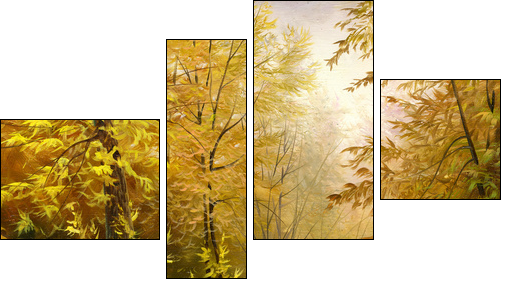 beautiful autumn landscape, canvas, oil - Vierteiliges Leinwandbild, Viertychon