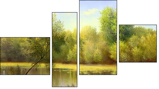 autumn landscape, canvas, oil - Vierteiliges Leinwandbild, Viertychon