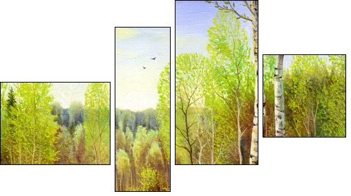 autumn landscape, canvas, oil - Vierteiliges Leinwandbild, Viertychon