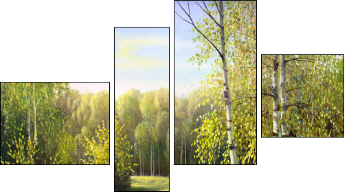 autumn landscape, canvas, oil - Vierteiliges Leinwandbild, Viertychon