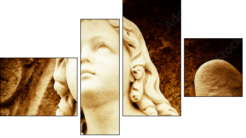 Praying angel in sepia shades - Vierteiliges Leinwandbild, Viertychon