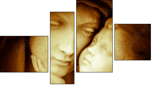 Vintage image of the virgin Mary carrying baby Jesus - Vierteiliges Leinwandbild, Viertychon