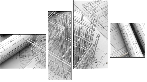 plan drawing - Vierteiliges Leinwandbild, Viertychon