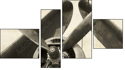 Wartime navy airplane with folded wings - Vierteiliges Leinwandbild, Viertychon