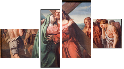 Brussels - Jesus under cross and Mary - Vierteiliges Leinwandbild, Viertychon