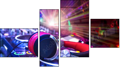Dj mixer with headphones - Vierteiliges Leinwandbild, Viertychon