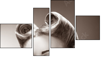 Old-fashioned Pin-up Girl Blowing a Kiss. Retro Style - Vierteiliges Leinwandbild, Viertychon