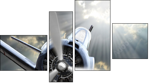 The Fighter. Retro technology theme. - Vierteiliges Leinwandbild, Viertychon