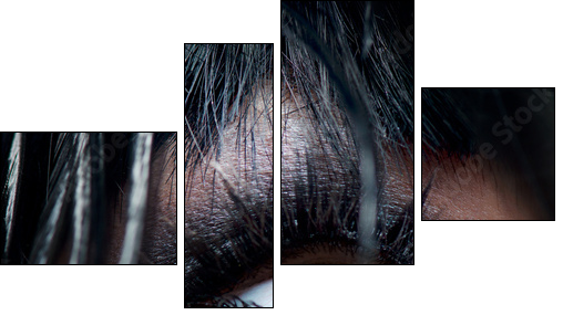 Smokey Eyes Make-up close-up. Black Eyeshadow - Vierteiliges Leinwandbild, Viertychon