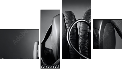 Modern headphones over dark background - Vierteiliges Leinwandbild, Viertychon
