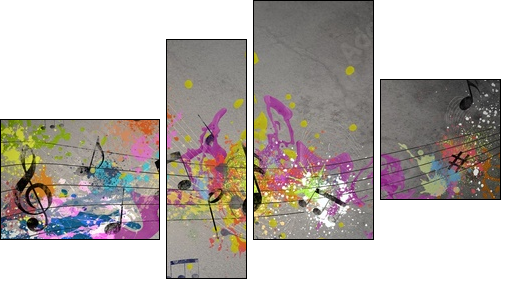 Musical grunge background - Vierteiliges Leinwandbild, Viertychon