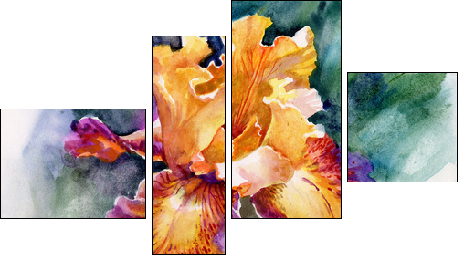 Yellow iris - Vierteiliges Leinwandbild, Viertychon