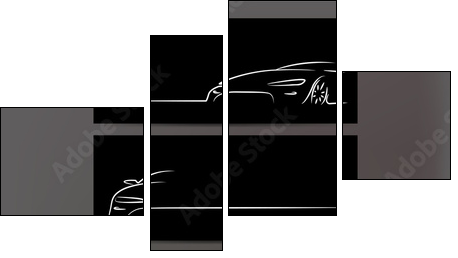 Silhouette of car. Vector illustration - Vierteiliges Leinwandbild, Viertychon