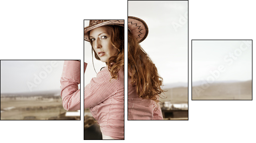 Woman wearing cowboy hat - Vierteiliges Leinwandbild, Viertychon