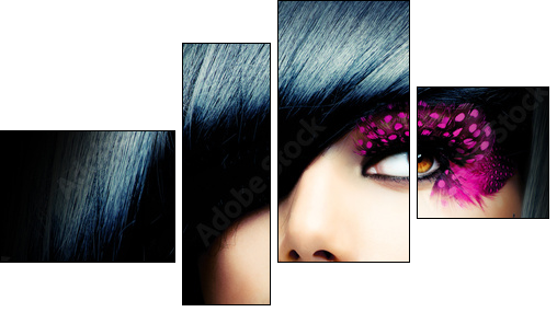 Fashion Brunette Model Portrait. Hairstyle - Vierteiliges Leinwandbild, Viertychon