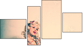 Stylish blonde. Pin-up girl. American style - Vierteiliges Leinwandbild, Viertychon