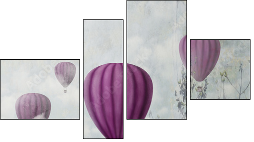 Pink Balloons - Vierteiliges Leinwandbild, Viertychon
