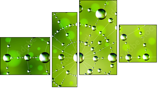 Abstract spider web with dew drops - Vierteiliges Leinwandbild, Viertychon