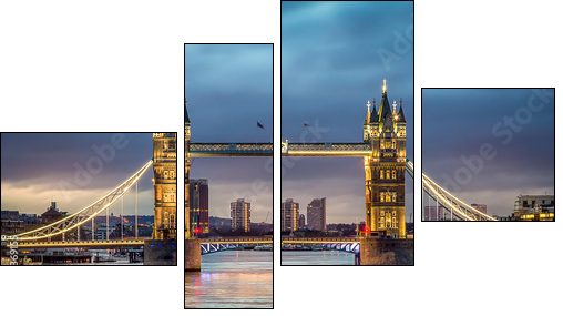 Tower bridge sunset - Vierteiliges Leinwandbild, Viertychon