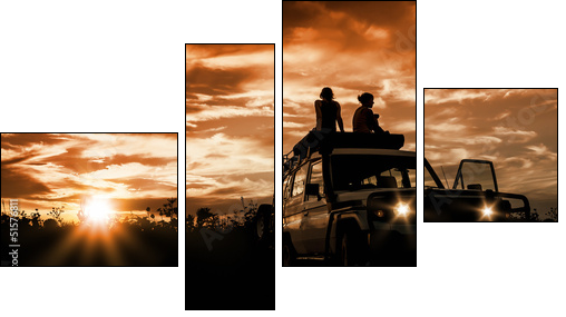 adventure sunset - Vierteiliges Leinwandbild, Viertychon